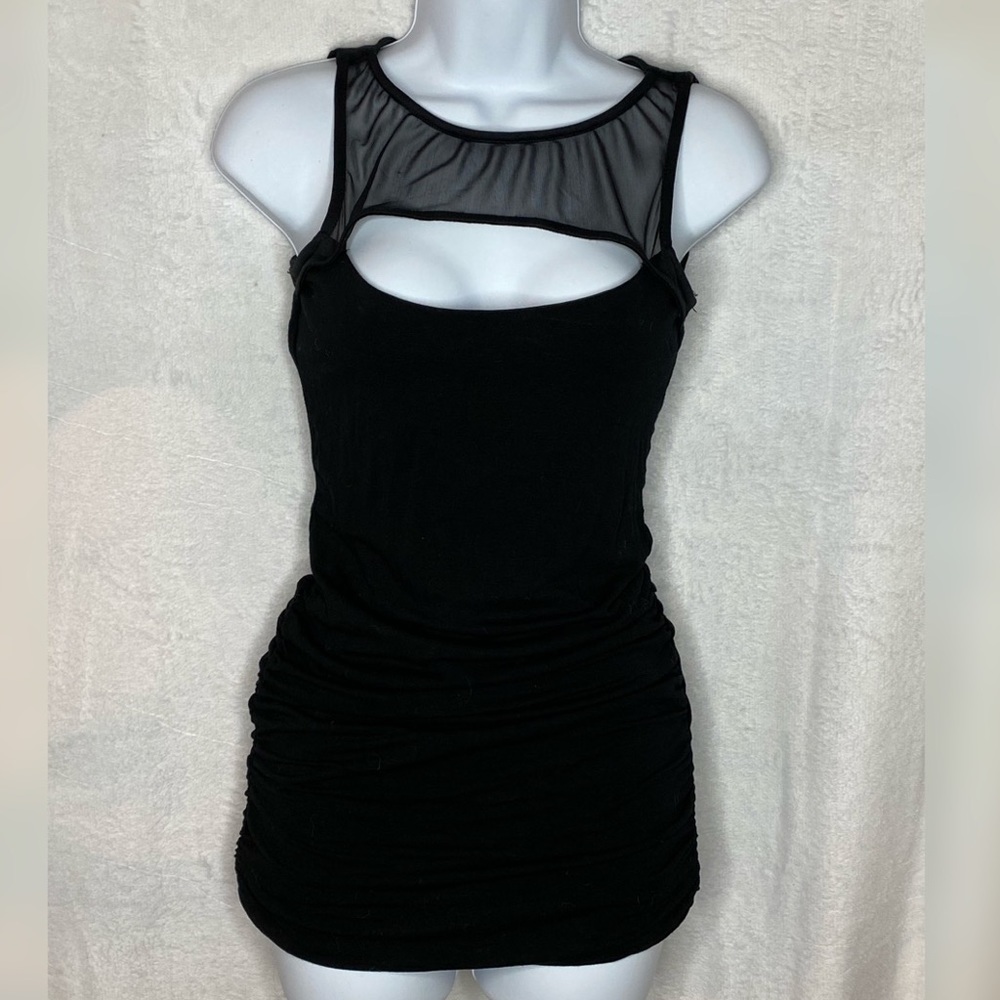 Windsor ruched tunic top with mesh cut out